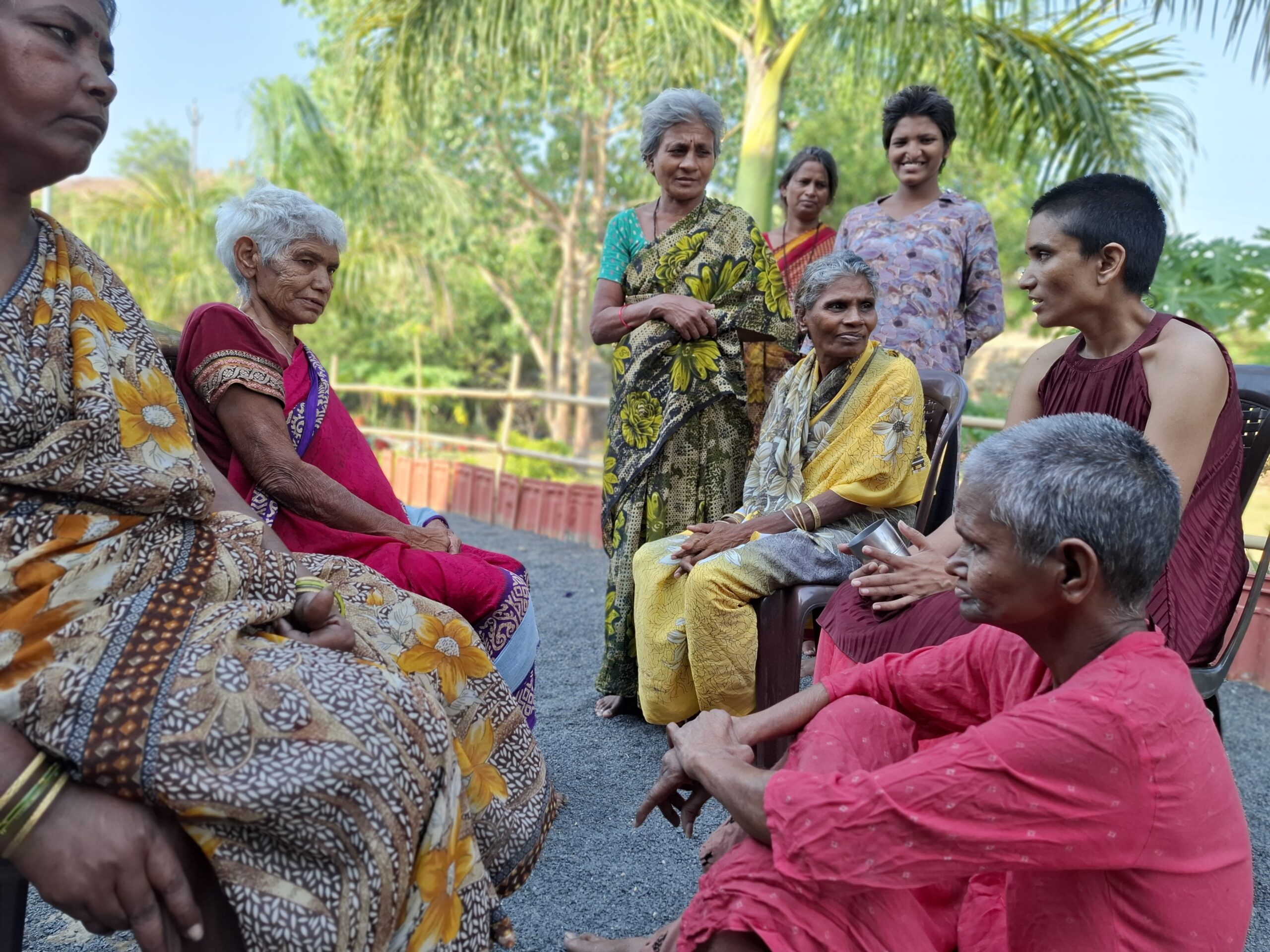 Destitute person being welcomed into shelter